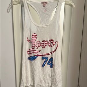 Juicy Couture White and Red Graphic Tank Top